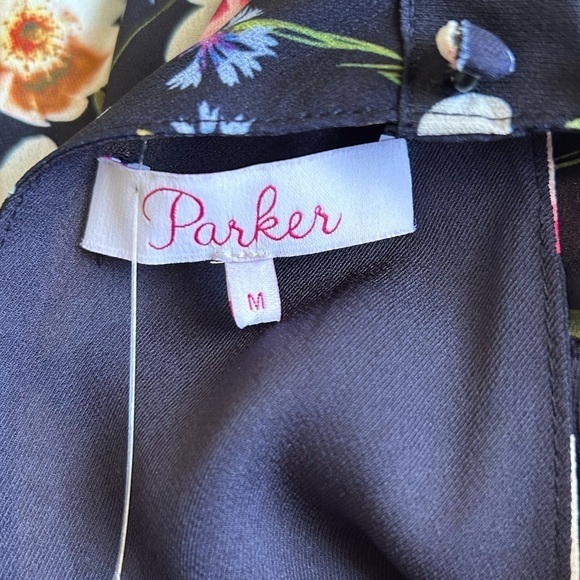 PARKER FLORAL HIGH Halter NECK SLEEVELESS ASYMMETRICAL DRESS COSMIC DAISY Sz M - Picture 13 of 15